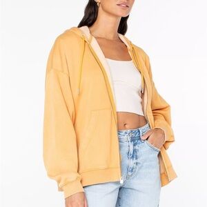 *New Roxy ‘Bring the Good Vibes’ canary yellow full zip hoodie sz M